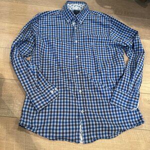 TAILORBYRD MENS LONG SLEEVE BLUE PLAID BUTTON UP SHIRT LARGE
